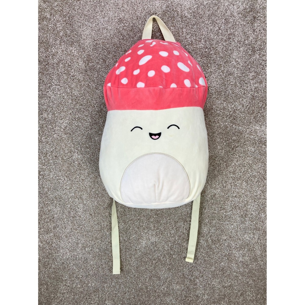 Squishmallows Malcolm the Mushroom Plush Backpack Red White Novelty Plushie Bag